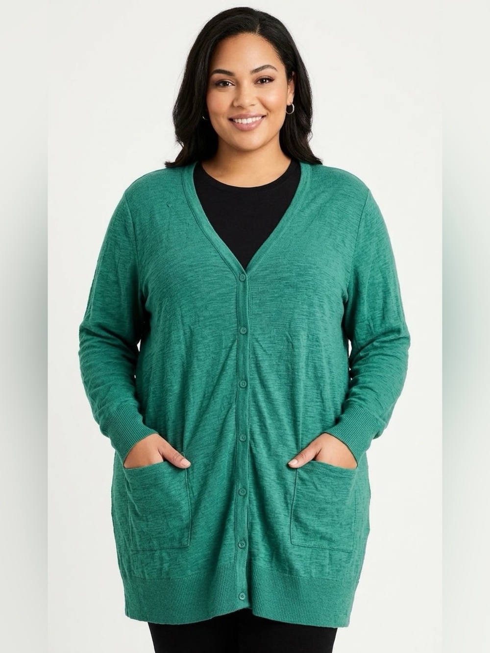 Torrid Size 4 Green Lightweight Button Front Cardigan Sweater Woman
